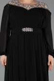 Kleider in Großen Größen Lang Chiffon Schwarz ABU5555