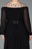 Kleider in Großen Größen Lang Chiffon Schwarz ABU5555