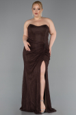 Abendkleid in Übergröße Lang Spitze Braun ABU6070