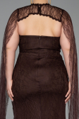 Abendkleid in Übergröße Lang Spitze Braun ABU6070