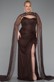 Abendkleid in Übergröße Lang Spitze Braun ABU6070