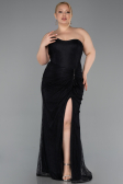 Abendkleid in Übergröße Lang Spitze Schwarz ABU6070
