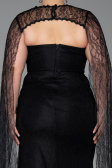 Abendkleid in Übergröße Lang Spitze Schwarz ABU6070