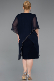 Einladungskleid In Übergröße Midi Chiffon Marineblau ABK2600
