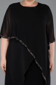 Einladungskleid In Übergröße Midi Chiffon Schwarz ABK2600