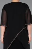 Einladungskleid In Übergröße Midi Chiffon Schwarz ABK2600
