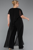 Einladungskleid In Übergröße Lang Chiffon Schwarz ABT138