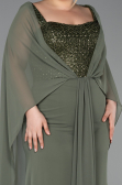 Abendgarderobe in Großen Größen Lang Chiffon Khaki ABU6071