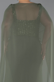 Abendgarderobe in Großen Größen Lang Chiffon Khaki ABU6071