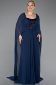 Abendgarderobe in Großen Größen Lang Chiffon Marineblau ABU6071
