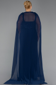 Abendgarderobe in Großen Größen Lang Chiffon Marineblau ABU6071