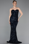 Abendkleid Lang Schuppig Marineblau ABU6041