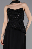 Abendkleid Lang Chiffon Schwarz ABU6081