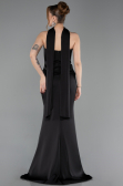 Abendkleid im Meerjungfrau-Stil Lang Satin Schwarz ABU6086