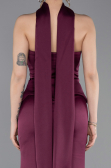 Abendkleid im Meerjungfrau-Stil Lang Satin Kirschrot ABU6086