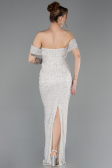 Abendkleid Lang Perlenbesetzt Beige ABU6057