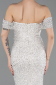 Abendkleid Lang Perlenbesetzt Beige ABU6057