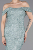 Abendkleid Lang Perlenbesetzt Minzgrün ABU6057