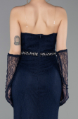 Standesamtkleid Lang Spitze Marineblau ABU6060