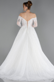 Hochzeitskleider Lang Spitze Weiß ABG194