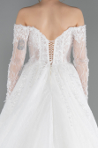 Hochzeitskleider Lang Spitze Weiß ABG194