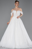 Hochzeitskleider Lang Spitze Weiß ABG190