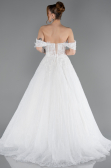 Hochzeitskleider Lang Spitze Weiß ABG190
