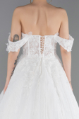 Hochzeitskleider Lang Spitze Weiß ABG190