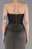 Abschlusskleid Lang Satin Khaki ABU6061