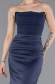 Abschlusskleid Lang Satin Marineblau ABU6061