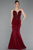 Weinrot Abendkleid Lang ABU5568