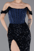 Abendkleid Lang Marineblau ABU6087