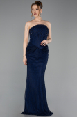 Abendkleid Lang Spitze Marineblau ABU6089