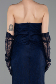 Abendkleid Lang Spitze Marineblau ABU6089