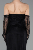 Abendkleid Lang Spitze Schwarz ABU6089