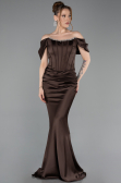 Abendkleid im Meerjungfrau-Stil Lang Satin Braun ABU6090