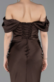 Abendkleid im Meerjungfrau-Stil Lang Satin Braun ABU6090