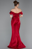 Abendkleid im Meerjungfrau-Stil Lang Satin Rot ABU6090