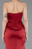 Abschlusskleid Lang Satin Weinrot ABU6091