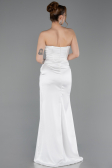 Abschlusskleid Lang Satin Weiß ABU6091