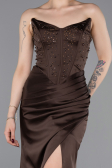 Abschlusskleid Lang Satin Braun ABU6091