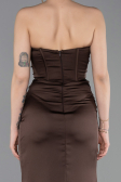 Abschlusskleid Lang Satin Braun ABU6091