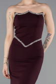 Abendkleid im Meerjungfrau-Stil Lang Kirschrot ABU6092