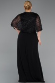Abendgarderobe in Großen Größen Lang Chiffon Schwarz ABU6063