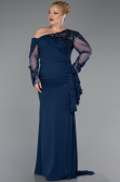 Kleider in Großen Größen Lang Chiffon Marineblau ABU5895