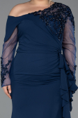 Kleider in Großen Größen Lang Chiffon Marineblau ABU5895