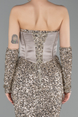 Abendkleid Lang Schuppig Beige ABU6041