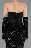 Abendkleid Lang Schuppig Schwarz ABU6041