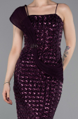 Abschlusskleid Lang Schuppig Violett dunkel ABU6075