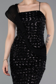 Abschlusskleid Lang Schuppig Schwarz ABU6075